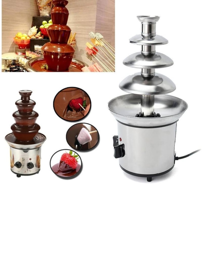 4 Tier, 32-Ounce - Electric Stainless Steel Chocolate Fondue Fountain Machine for Parties - Melts Cheese, Queso, Candy, and Liqueur - Dip Strawberries, Apple Wedges, Vegetables  - Image 4