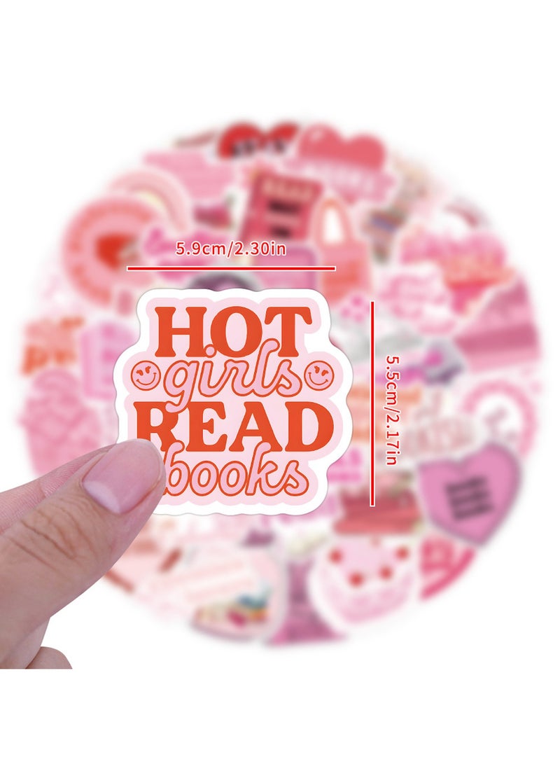60PCS Pink Bookish Stickers Book Stickers for Reading Stickers Aesthetic Stickers Bookish Gifts for Woman Girl Book Lover - Image 3