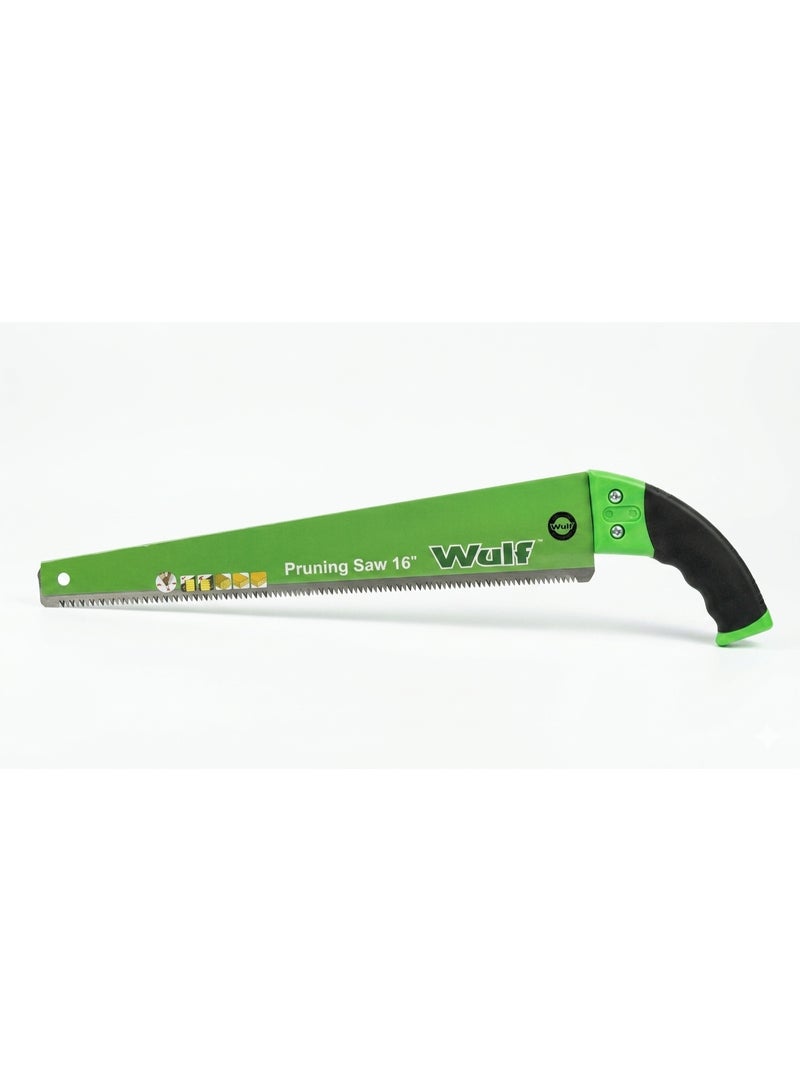 WULF 16 Inch Pruning Saw with Ergonomic Grip Handle, Heavy Duty Hand Saw for Tree Trimming, Garden Pruning, Wood Cutting, Landscaping & Outdoor Gardening Work - Image 1