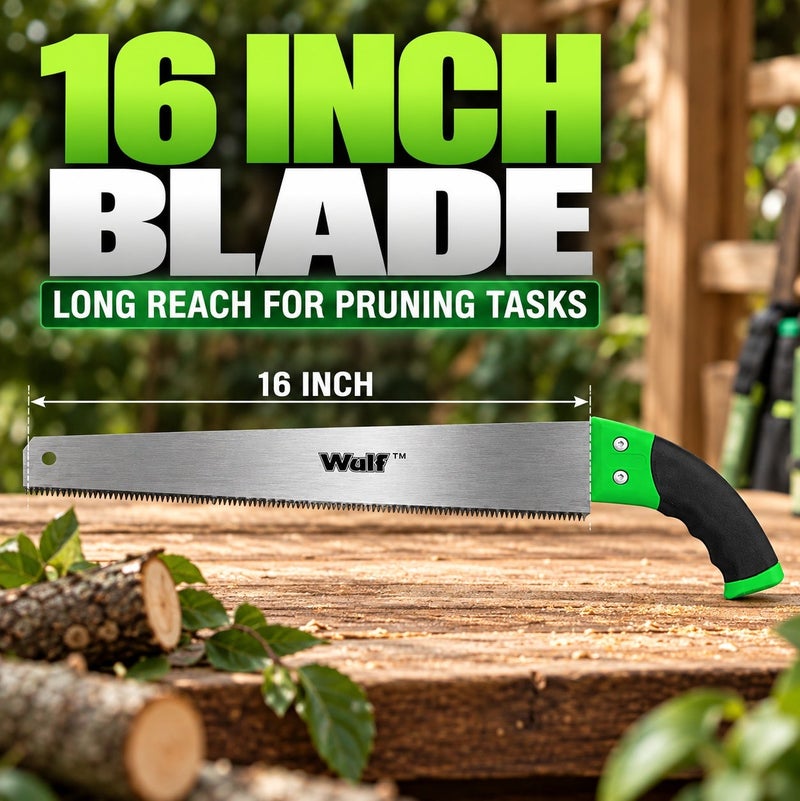 WULF 16 Inch Pruning Saw with Ergonomic Grip Handle, Heavy Duty Hand Saw for Tree Trimming, Garden Pruning, Wood Cutting, Landscaping & Outdoor Gardening Work - Image 2