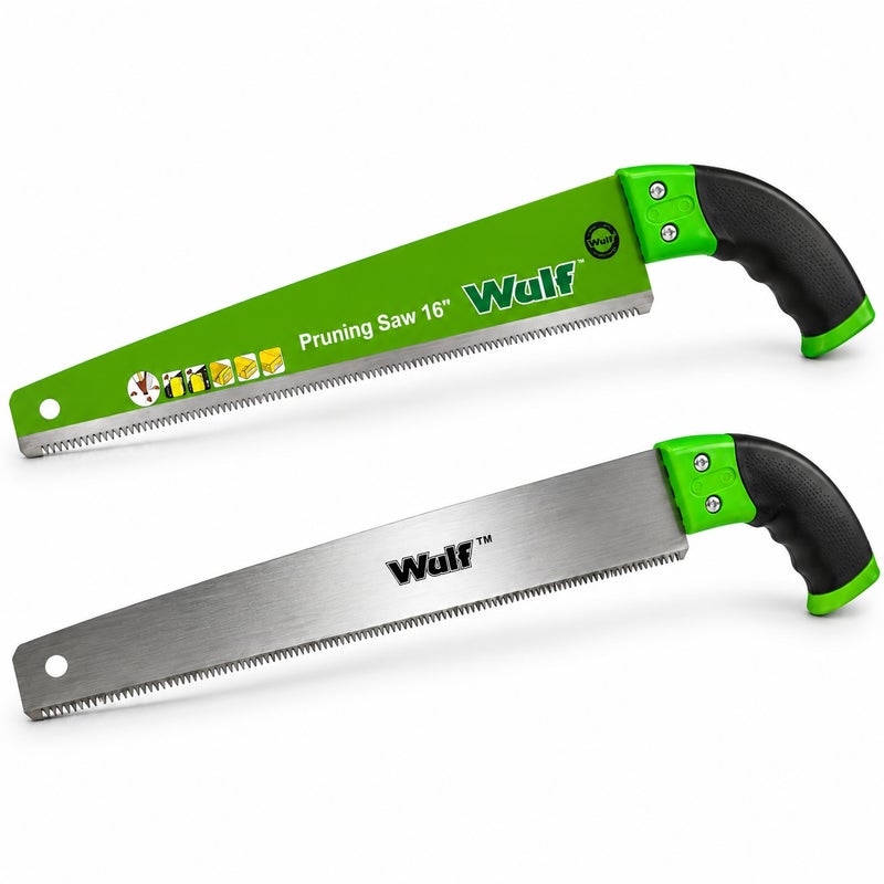 WULF 16 Inch Pruning Saw with Ergonomic Grip Handle, Heavy Duty Hand Saw for Tree Trimming, Garden Pruning, Wood Cutting, Landscaping & Outdoor Gardening Work - Image 1