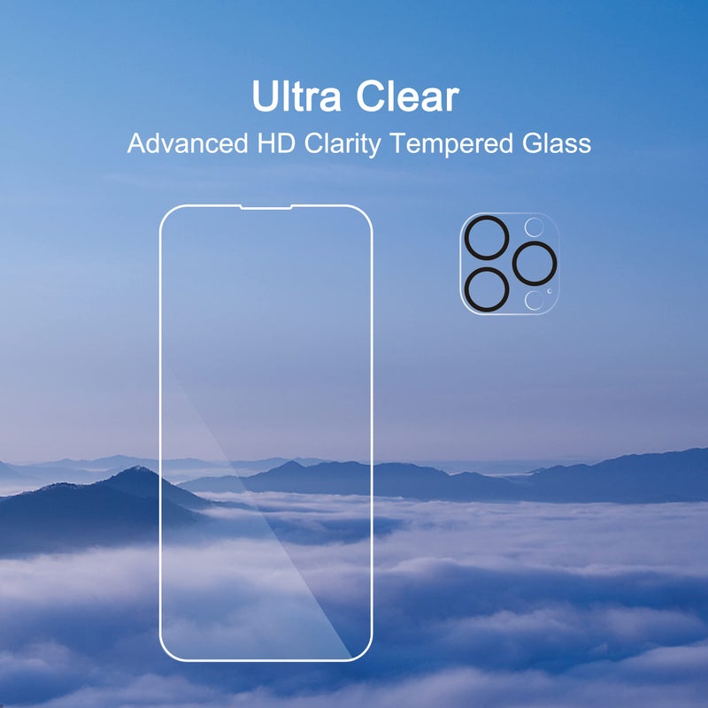 Ailun 3 Pack Screen Protector for iPhone 14 Pro [6.1 inch] + 3 Pack Camera Lens Protector,Sensor Protection,Dynamic Island Compatible,Case Friendly Tempered Glass Film,[9H Hardness] - HD - Image 4