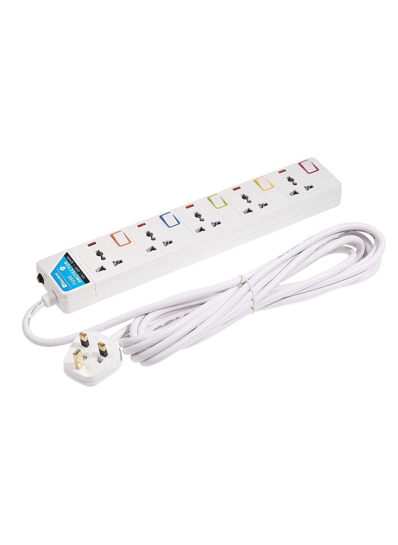 Narken - Narken TC E5-5 E-SeriesExtension Cord, 5 Ways 5 Meter Electric Universal Power Strip wire, 13A Fuse surge With Separate Single Switch and Indicate light, Max 13A, 3250W, AC 250V - Image 1