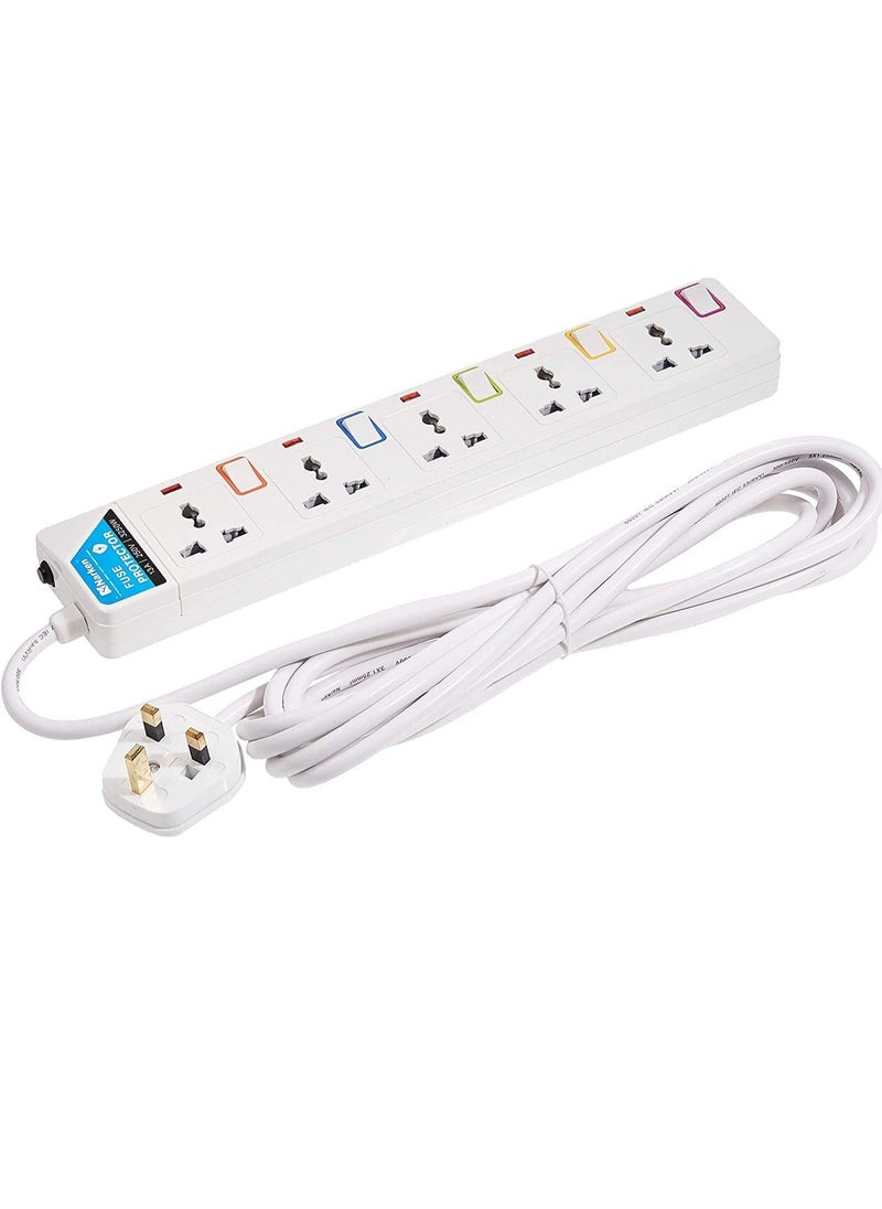 Narken - Narken TC E5-5 E-SeriesExtension Cord, 5 Ways 5 Meter Electric Universal Power Strip wire, 13A Fuse surge With Separate Single Switch and Indicate light, Max 13A, 3250W, AC 250V - Image 1