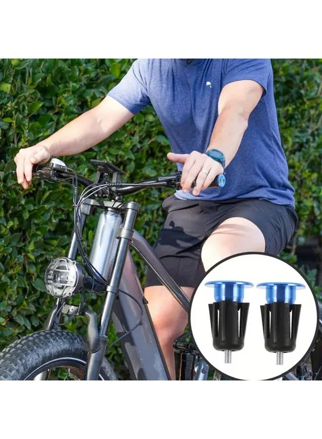 2 Pairs Blue Bicycle Handlebar End Caps Mountain Road Bike Bar Plugs Cycling Accessories - Image 1