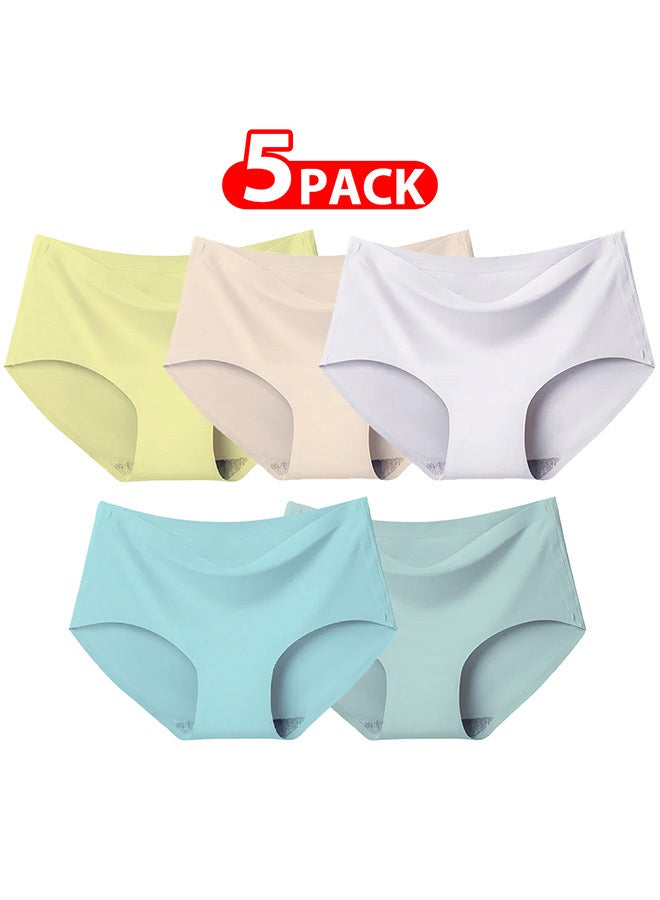 5 Packs Women's XL Size Underwear Silk Women Lingerie Seamless Women High Rise Underwear Multicolour /XL(waist 68-76/Weight 65~70kg)  - Image 1