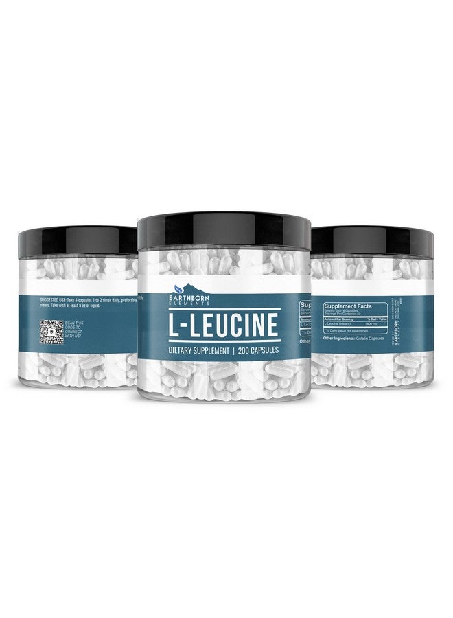Earthborn Elements L-Leucine 200 Capsules, Pure & Undiluted, No Additives - Image 2