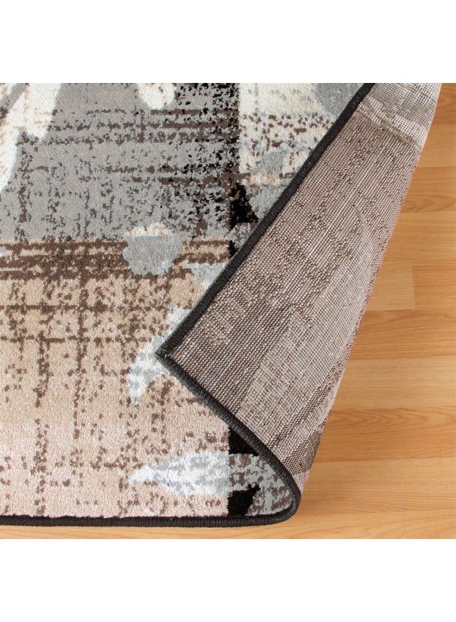 Superior Indoor Area Rug Jute Backed Perfect For Hallway Entryway Office Living Dining Room Bedroom Kitchen Floor Modern Floral Patchwork Decor Pastiche Collection 2Ft X 3Ft Beige - Image 4