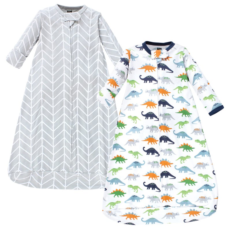hudson baby حقيبة نوم قابلة للارتداء للأطفال من هادسون بيبي بأكمام طويلة قطنية للجنسين بطبعة الديناصورات 18-24 شهرًا