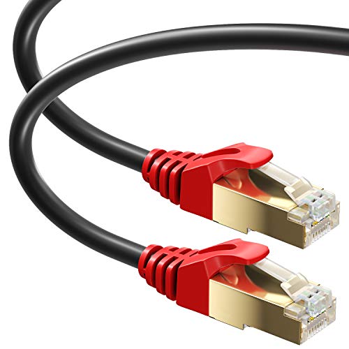 MutecPower 16.5 ft / 5m CAT 7 Outdoor Waterproof Direct Burial RJ45 Ethernet Network Cable - SFTP - 600 Mhz - Black with Cable Ties & Clips - Image 1