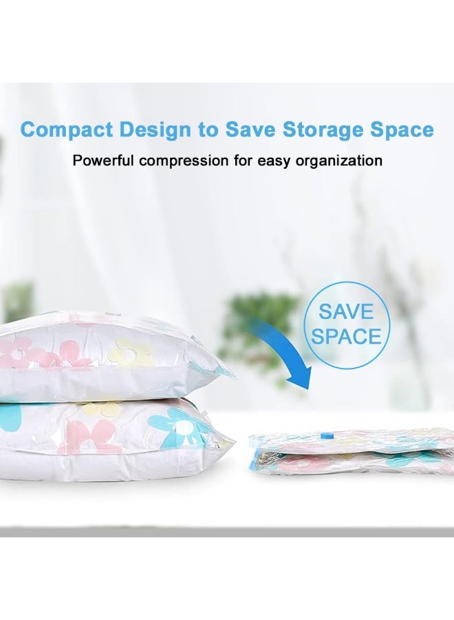 أكياس تخزين مفرغة من الهواء - عبوة من 6 أكياس (1 جامبو/2 كبير/2 متوسط/1 مضخة) قابلة لإعادة الاستخدام لتخزين الملابس والألحفة والبطانيات - أكياس مانعة للتسرب موفرة للمساحة مع مضخة يدوية - Image 3