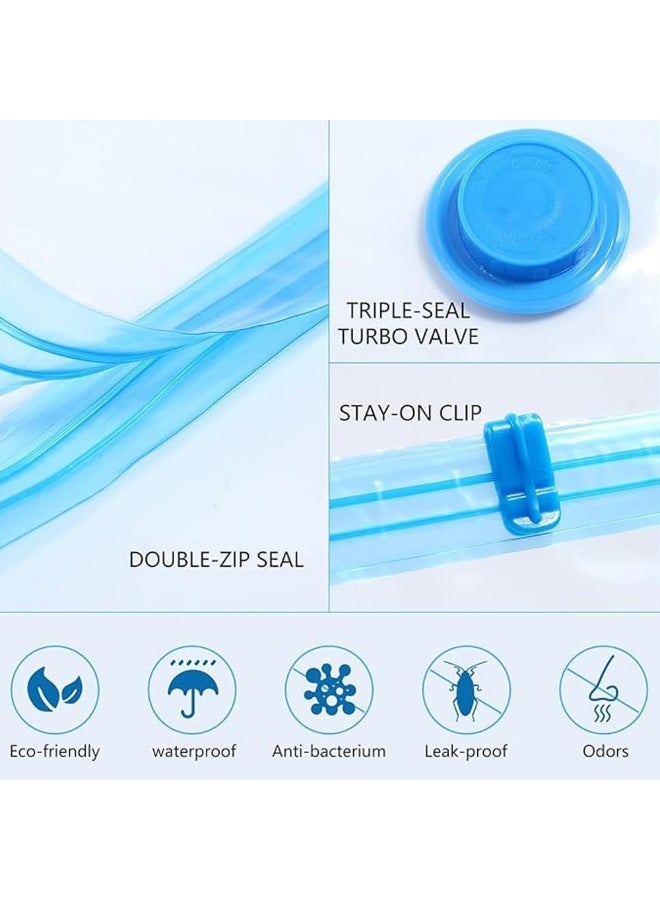 أكياس تخزين مفرغة من الهواء - عبوة من 6 أكياس (1 جامبو/2 كبير/2 متوسط/1 مضخة) قابلة لإعادة الاستخدام لتخزين الملابس والألحفة والبطانيات - أكياس مانعة للتسرب موفرة للمساحة مع مضخة يدوية - Image 4