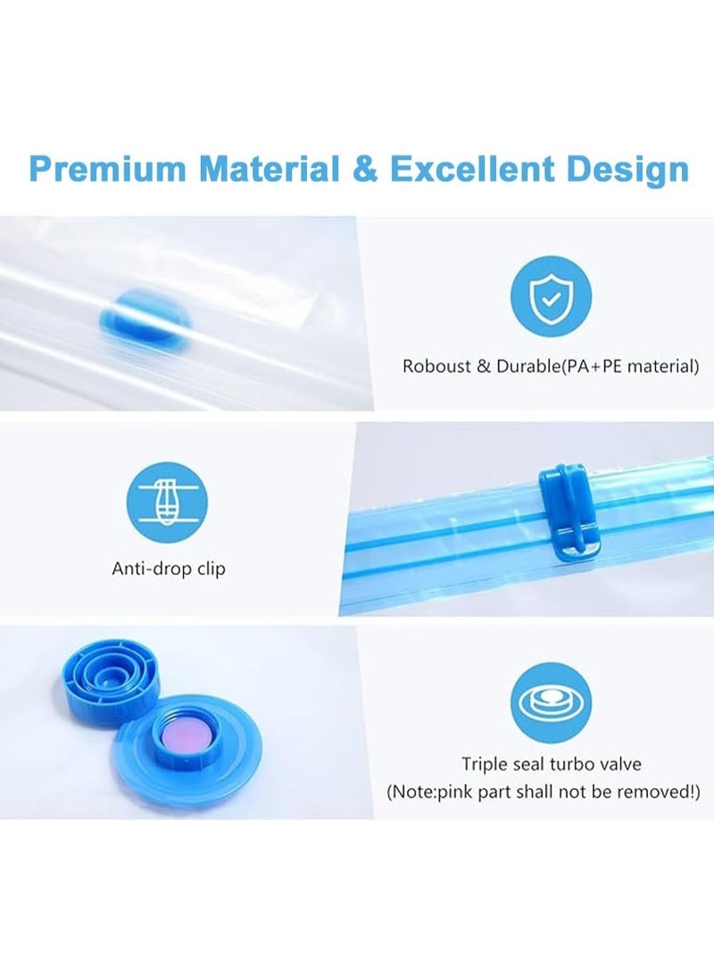 أكياس تخزين مفرغة من الهواء - عبوة من 6 أكياس (1 جامبو/2 كبير/2 متوسط/1 مضخة) قابلة لإعادة الاستخدام لتخزين الملابس والألحفة والبطانيات - أكياس مانعة للتسرب موفرة للمساحة مع مضخة يدوية - Image 5