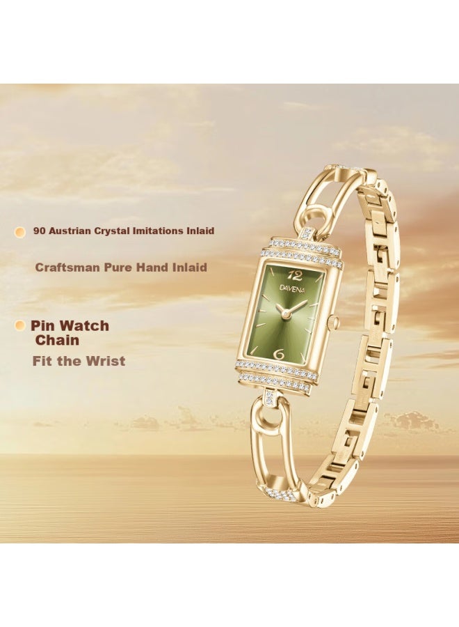 Davena [new Year Gift] Tiweina Small Pin Watch For Women, Elegant Light Luxury Green Watch, Birthday Gift For Girlfriend - Image 5