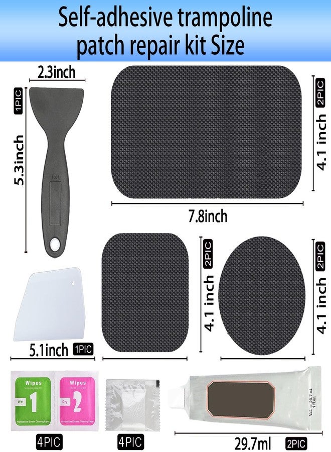 TIUSUTA Heavy-Duty Trampoline Patch Repair Kit: 6 Self-Adhesive Patches (2 Square+2 Rectangular+2 Round) Repair Trampoline Mat Tear or Hole in a & Quick Mat Repairs - Image 2