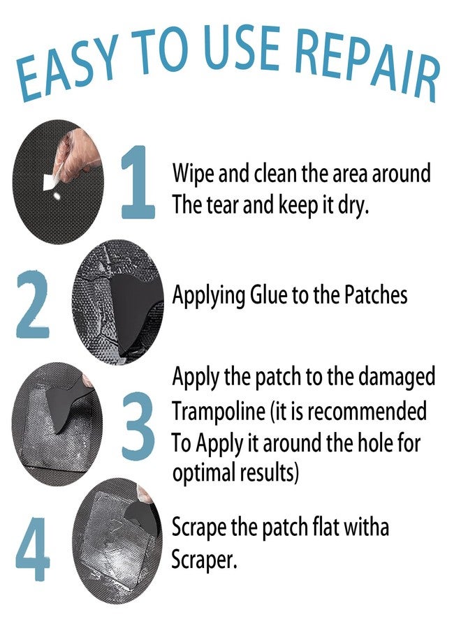 TIUSUTA Heavy-Duty Trampoline Patch Repair Kit: 6 Self-Adhesive Patches (2 Square+2 Rectangular+2 Round) Repair Trampoline Mat Tear or Hole in a & Quick Mat Repairs - Image 4