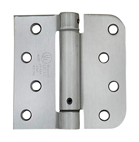 Hinge Outlet Spring Self-Closing Hinges, 4 Inch Square with 5/8 Inch Satin Nickel, 2 Pack, Adjustable Door Closing - Image 1