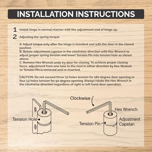 Hinge Outlet Spring Self-Closing Hinges, 4 Inch Square with 5/8 Inch Satin Nickel, 2 Pack, Adjustable Door Closing - Image 3