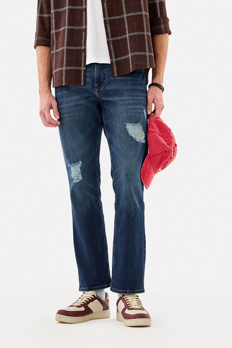 SNITCH Straight Fit Stretch Distressed Jeans
