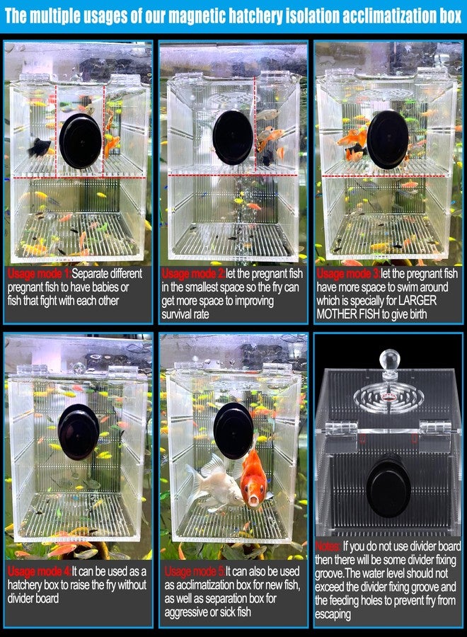NestBasics Magnetic Fish Breeder Box for Isolation Boxes Acclimation Hatchery breeding Incubator for Guppy Baby Betta Shrimp Saltwater Clownfish Coral Anemones Aggressive or Injured Fishes - Image 5