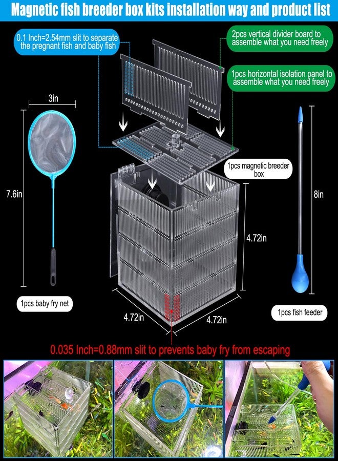 NestBasics Magnetic Fish Breeder Box for Isolation Boxes Acclimation Hatchery breeding Incubator for Guppy Baby Betta Shrimp Saltwater Clownfish Coral Anemones Aggressive or Injured Fishes - Image 2