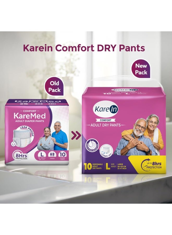 KareIn حفاضات كارين كومفورت للكبار، مقاس كبير (L)، محيط الخصر (90-120 سم، 35-47 بوصة)، 30 حفاضة، حماية طويلة الأمد، للجنسين، امتصاص سريع ومتساوٍ، مضاد للبكتيريا، مانع للتسرب، تحكم في الرائحة، مؤشر للبلل. - Image 4