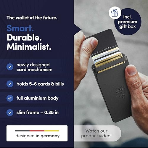 TRAVANDO SLYDE Aluminum Card Holder - RFID Blocking Slim Wallet for Men with Money Clip – Holds Up to 6 Cards – RFID Protected Credit Card Mens Wallet (Black) - Image 2