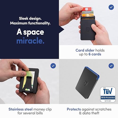 TRAVANDO SLYDE Aluminum Card Holder - RFID Blocking Slim Wallet for Men with Money Clip – Holds Up to 6 Cards – RFID Protected Credit Card Mens Wallet (Black) - Image 4
