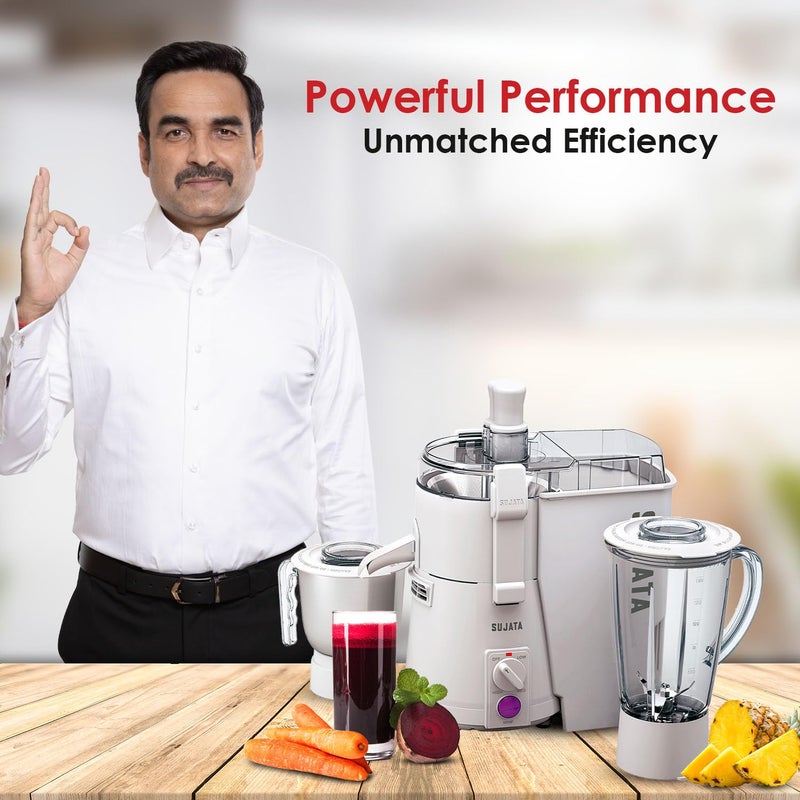 SUJATA خلاط عصير سوجاتا باورماتيك بلس 900 وات | 22000 دورة في الدقيقة | 90 دقيقة تشغيل مستمر | 2 وعاء متعدد الاستخدامات 1750 مل و 1000 مل - Image 2