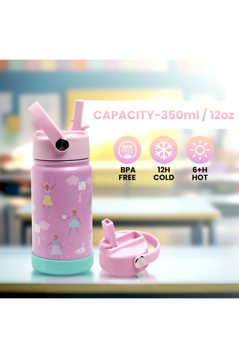 Bamboo Bark Insulated Water Bottle with Straw & Handle – Stainless Steel Double Wall Thermos Flask for Hot & Cold Water, Leak-Proof & Reusable Kids Water Bottle - Image 4