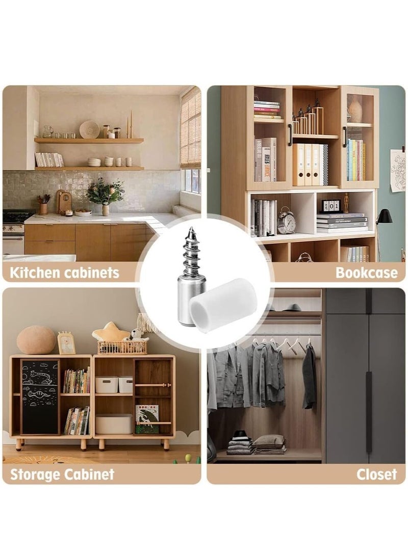 KASTWAVE 30 Pcs Shelf Bracket Screws Pegs with Non-Slip Sleeve Cabinet Shelf Support Pegs Non-Punching Clapboard Holder for Shelf Hole of Furniture - Image 5