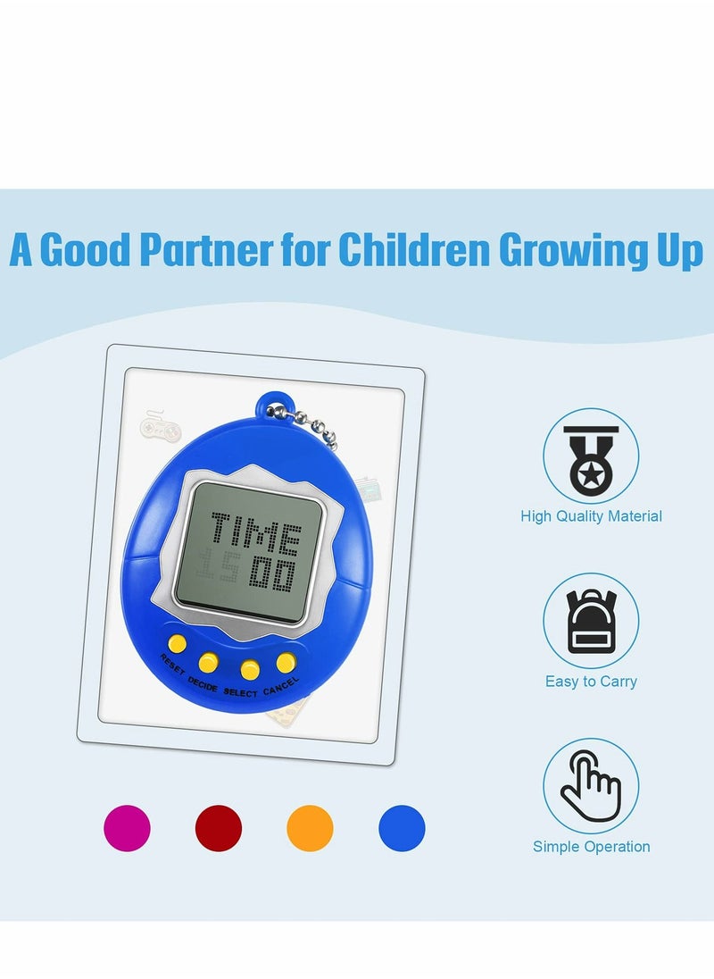 Excefore - 4 Pieces Virtual Electronic Digital Pet Keychain Game Digital Game Keychain Nostalgic Virtual Digital Pet Retro Handheld Electronic Game Machine with Keychain for Boys Girls - Image 1