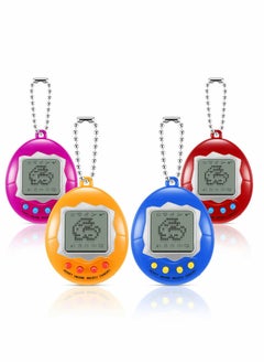 4 Pieces Virtual Electronic Digital Pet Keychain Game Digital Game Keychain Nostalgic Virtual Digital Pet Retro Handheld Electronic Game Machine with Keychain for Boys Girls