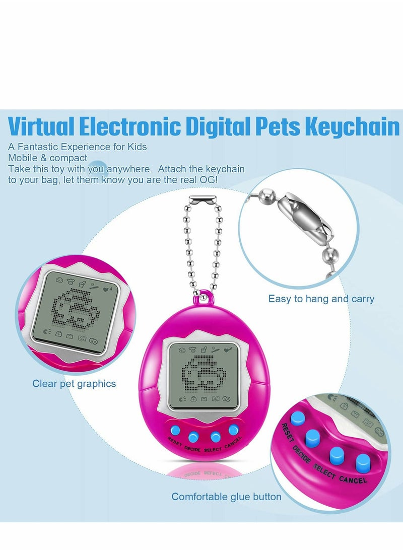 Excefore - 4 Pieces Virtual Electronic Digital Pet Keychain Game Digital Game Keychain Nostalgic Virtual Digital Pet Retro Handheld Electronic Game Machine with Keychain for Boys Girls - Image 1