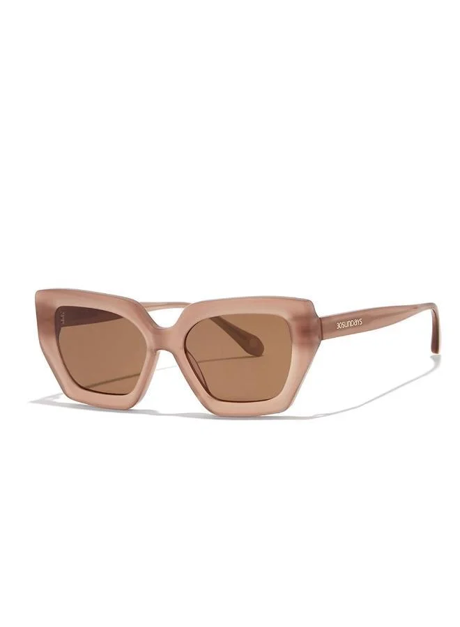 30Sundays Phoenix,Women Sunglasses, Cat Eye Sunglasses, UV Protection: UV400 (Beige,Brown)