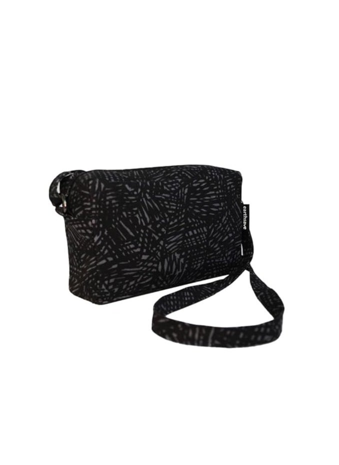 earthsave earthsave Cotton Premium Sling Bag - Stroks Black | Sling Bag for Women with Adjustable strap | Cross Body Bag for woman 
