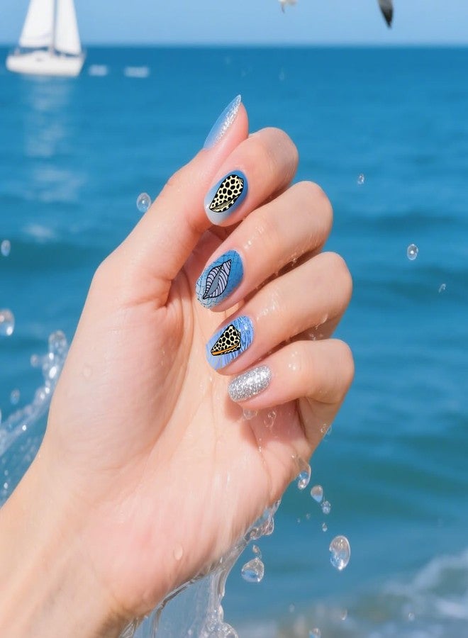 PH PandaHall 3pcs Seashell Nail Stamping Plates Sea Creature Nail Art Templates Ocean Beach Fish Starfish Nails Art Stencils with Stamper and Scraper for Summer Seaside Manicures Salon Design - Image 5