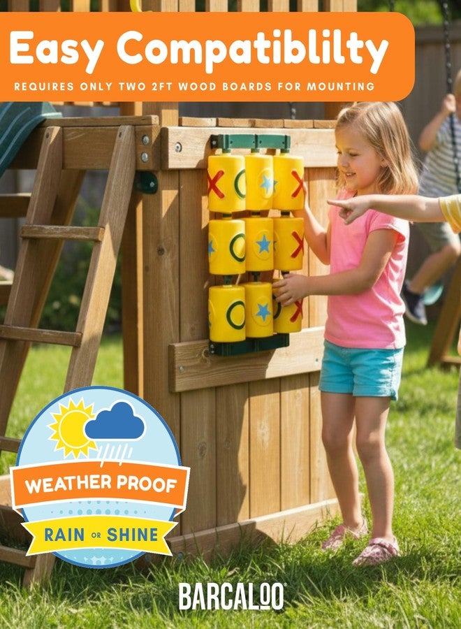 Barcaloo Tic Tac Toe Spinner Activity Panel - Swing Set Accessories - Playground Accessories for Kids Outdoor - Treehouse and Playset Equipment Attachments - Outdoor Tic Tac Toe Set - 12x19 - Yellow - Image 3