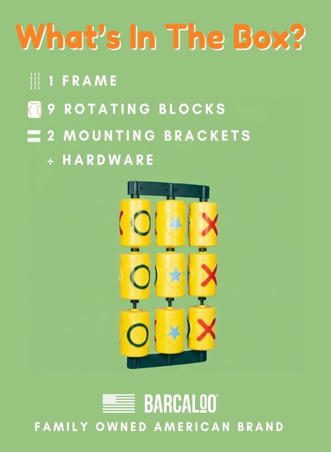 Barcaloo Tic Tac Toe Spinner Activity Panel - Swing Set Accessories - Playground Accessories for Kids Outdoor - Treehouse and Playset Equipment Attachments - Outdoor Tic Tac Toe Set - 12x19 - Yellow - Image 5