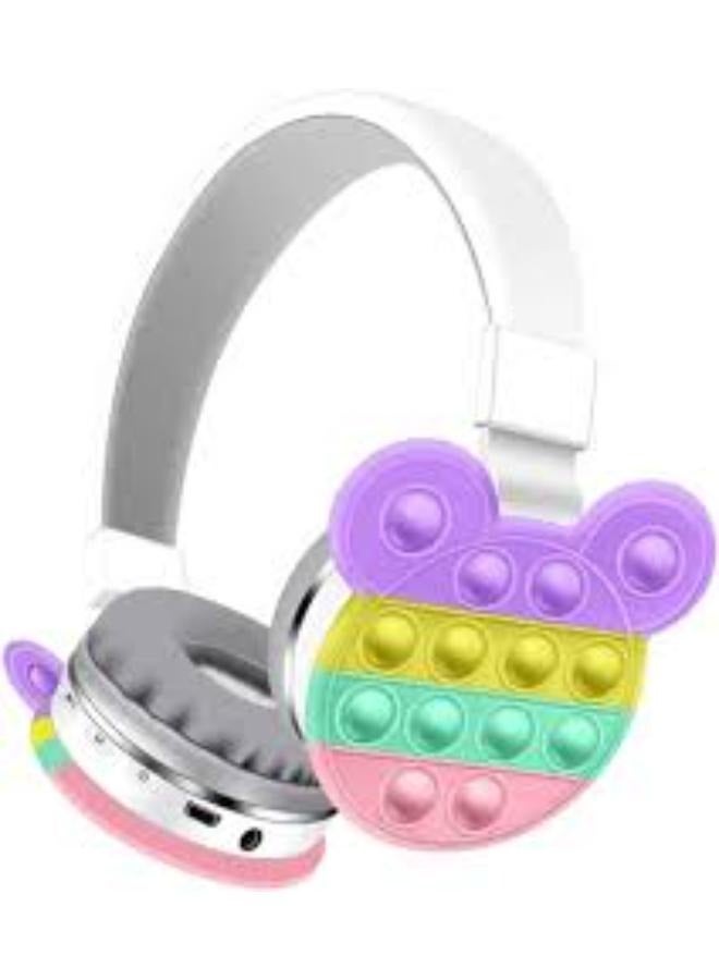 Headsets Women Kids Cute Unicorn Headphones Headset Led Glowing Foldable Cat Ear Earphone Wireless Headphones (White)