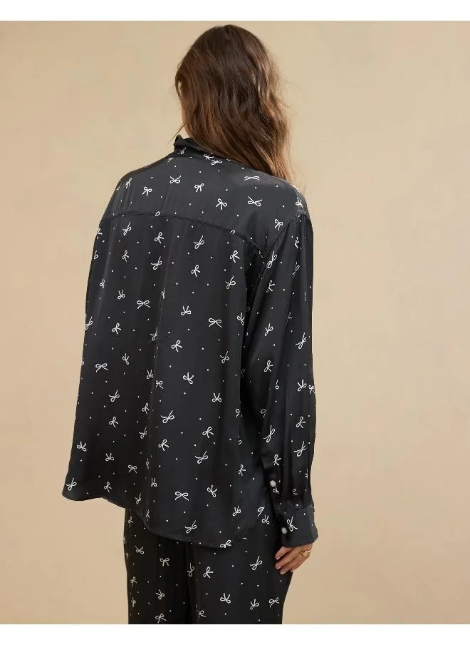 آري من امريكان ايجل Aerie Off-Duty Satin Shirt