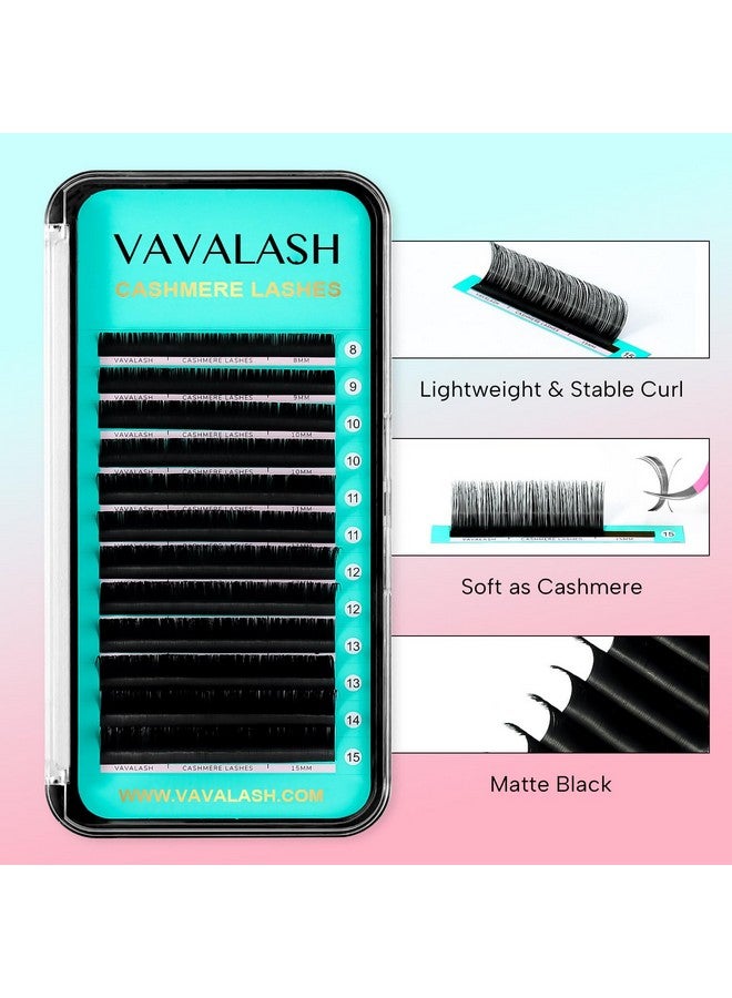 VAVALASH رموش كاشمير 0.030.050.07 رموش صناعية فاخرة بطول 820 مم، رموش فردية من الحرير الناعم غير اللامع باللون الأسود، صينية تمديد الرموش الصناعية الاحترافية (0.05D815Mm) - Image 3