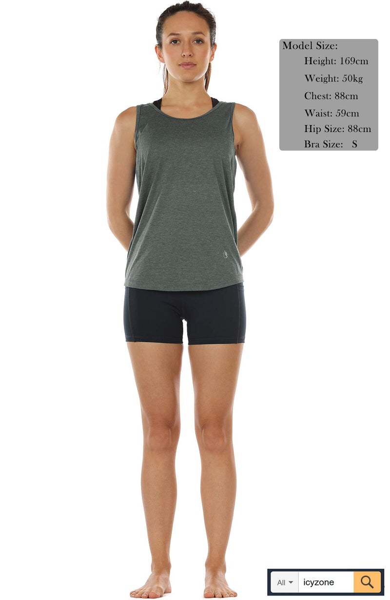 icyzone Workout Tank Tops for Women - Open Back Strappy Athletic Tanks, Yoga Tops, Gym Shirts(Pack of 2) (L, Charcoal/Army) - Image 4