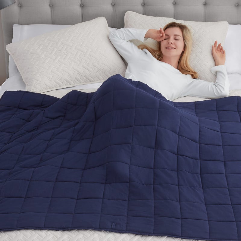 SERTA Zen Rest Wrinkle Resistant Adult Heavy Weighted Throw Blanket Filled with Glass Beads, 10 lbs (48 in x 72 in), Navy - Image 4