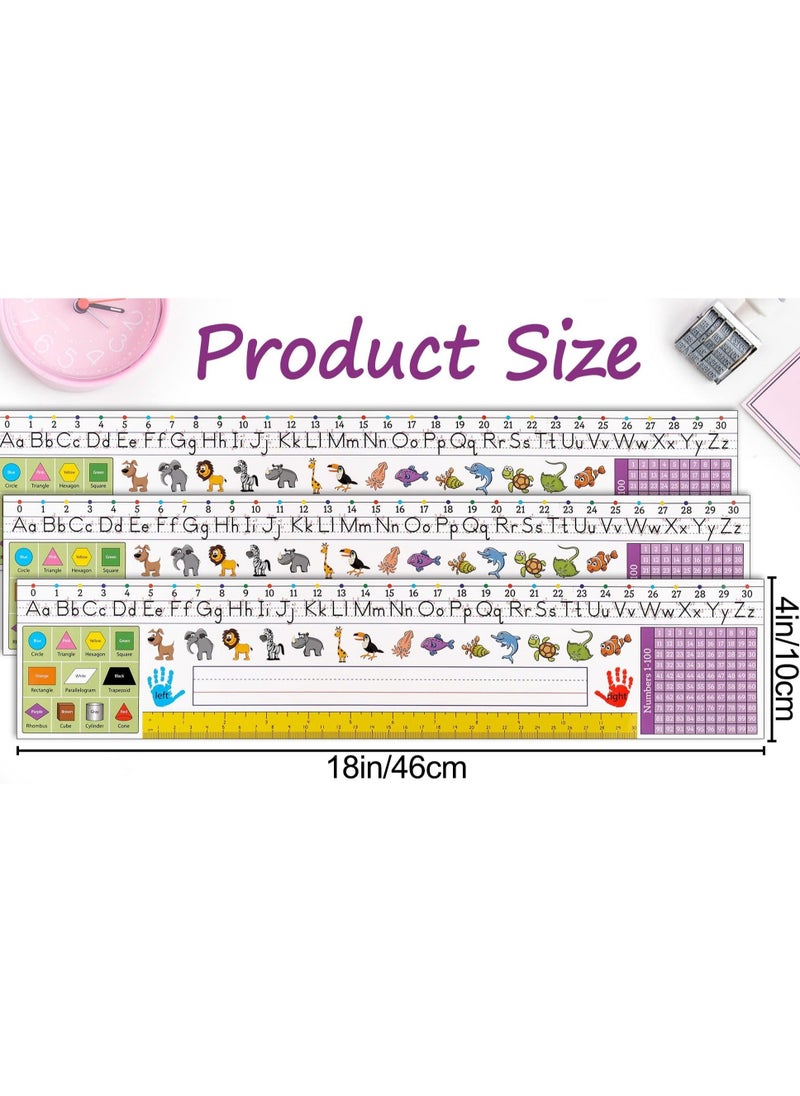 Generic - Classroom Desk Name Plate Tags Manuscript Name Plates Colorful Self-Adhesive Waterproof Left/Right Desk Name Tag Covers for Kids School Desk Bulletin Board, Pack of 12 no Stickers 18 x 4 Inch - Image 1