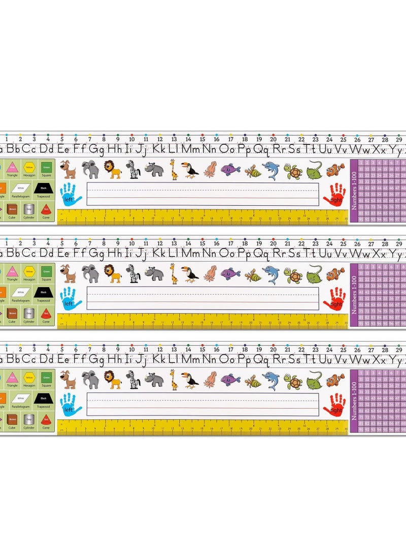 Generic - Classroom Desk Name Plate Tags Manuscript Name Plates Colorful Self-Adhesive Waterproof Left/Right Desk Name Tag Covers for Kids School Desk Bulletin Board, Pack of 12 no Stickers 18 x 4 Inch - Image 1