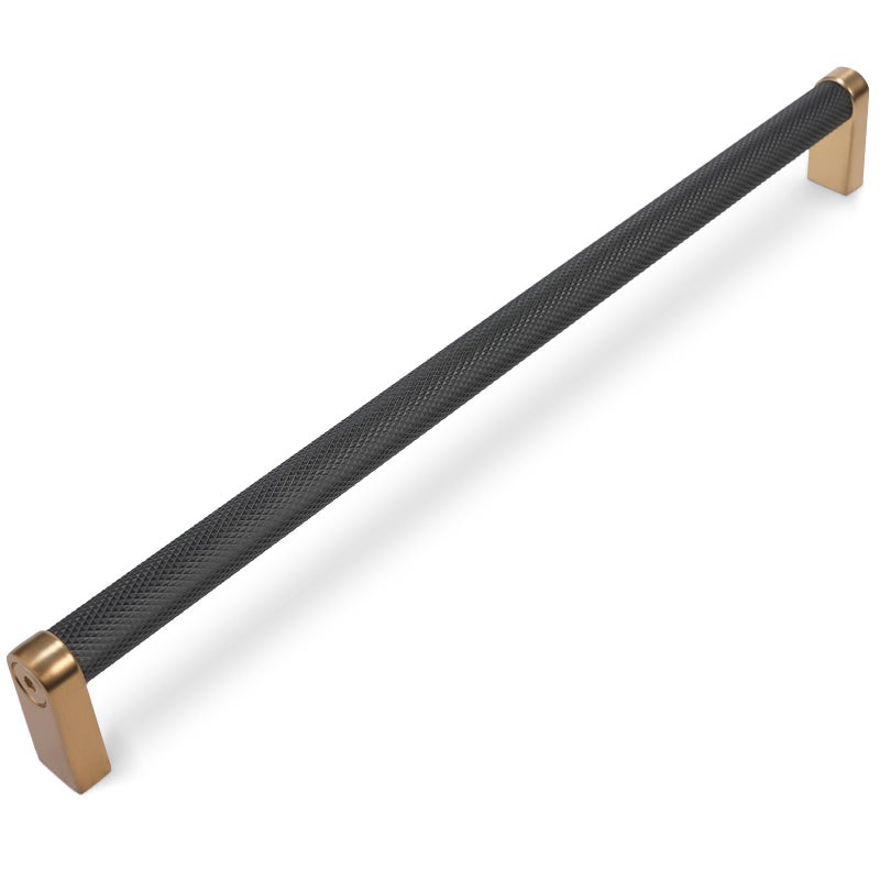 POVEFONK 10 Pack 1212 Inch 320mm Black and Champagne Bronze Kitchen Cabinet Handles Knurled Cabinet Pulls Black Drawer Pulls Kitchen Cabinet Hardware Handles Dresser Handles - Image 2