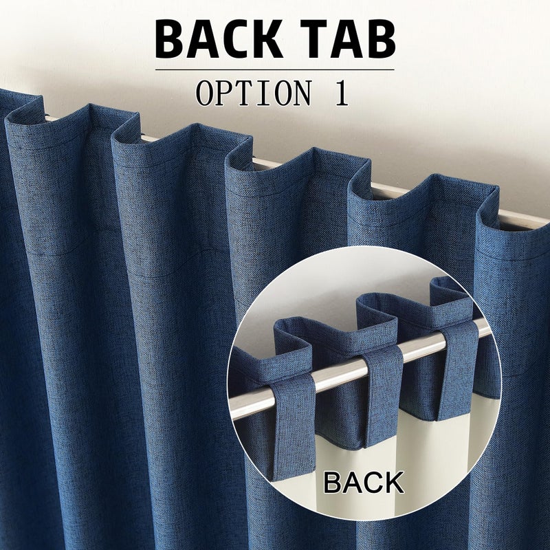 DUALIFE Blue Blackout Curtains 102 Inch Length 2 Panels Set for Living Room Bedroom Rod&Back Tab Thermal Insulated 100% Black Out Linen Drapes Room Darkening Window Curtains 72"" x 102"" - Image 4