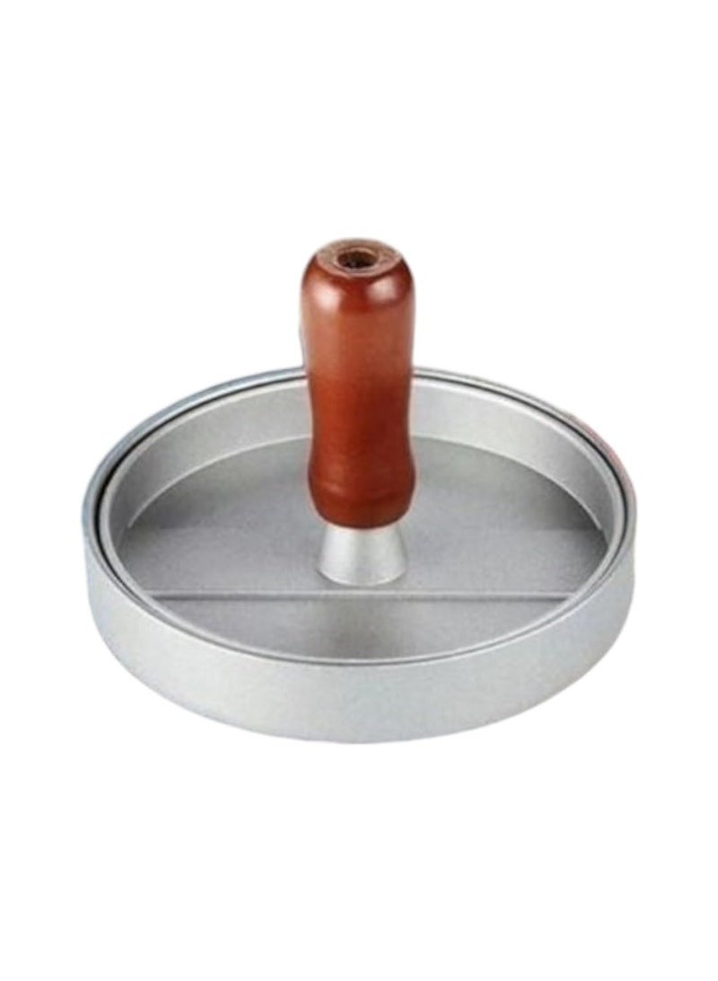 Single Burger Press - Silver with Wooden Handle  - Image 1