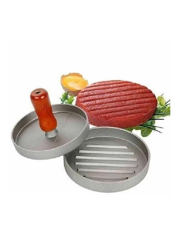 Single Burger Press - Silver with Wooden Handle  - Image 4